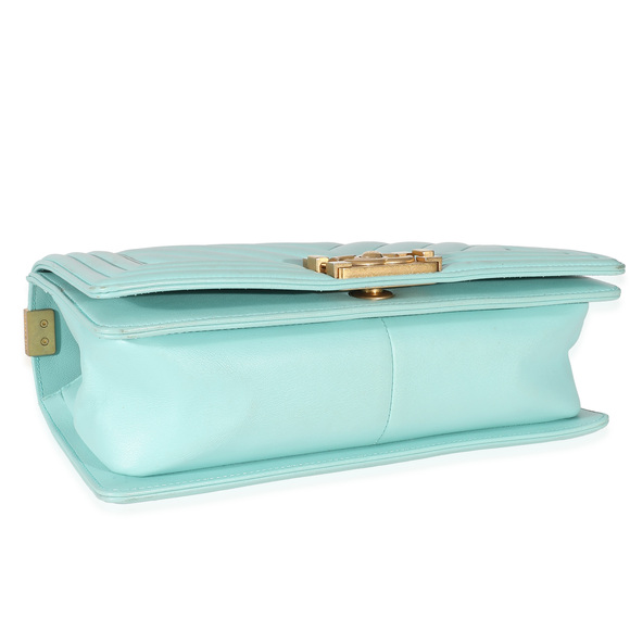 Chanel Light Blue Chevron Lambskin Medium Boy Bag - Picture 6 of 6